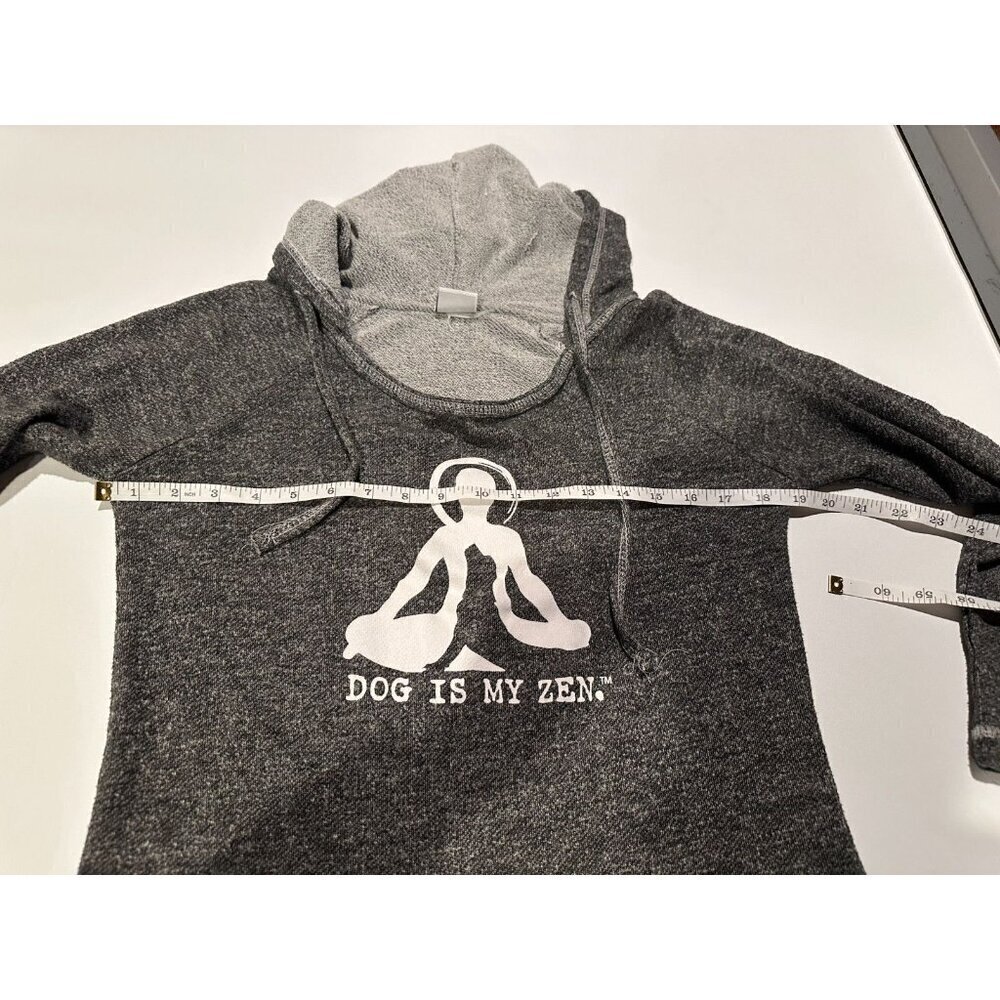 Dog is my Zen Gray Hoodie Shirt Women's Pocket Dog is Good Yoga Med T35 - Picture 4 of 6